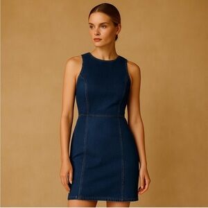 tie shoulder denim dress Off-Shoulder Tie-Front wide strap Size:17-171/2  34-35 Easy boutique style made Crystal-embellished Polka Dot Denim